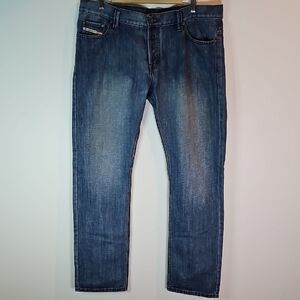 Diesel Blue Straight Jeans with Subtle Whiskering